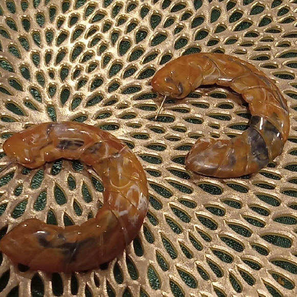 Vintage Jewelry - Vintage Brown and Black Hoop Earrings